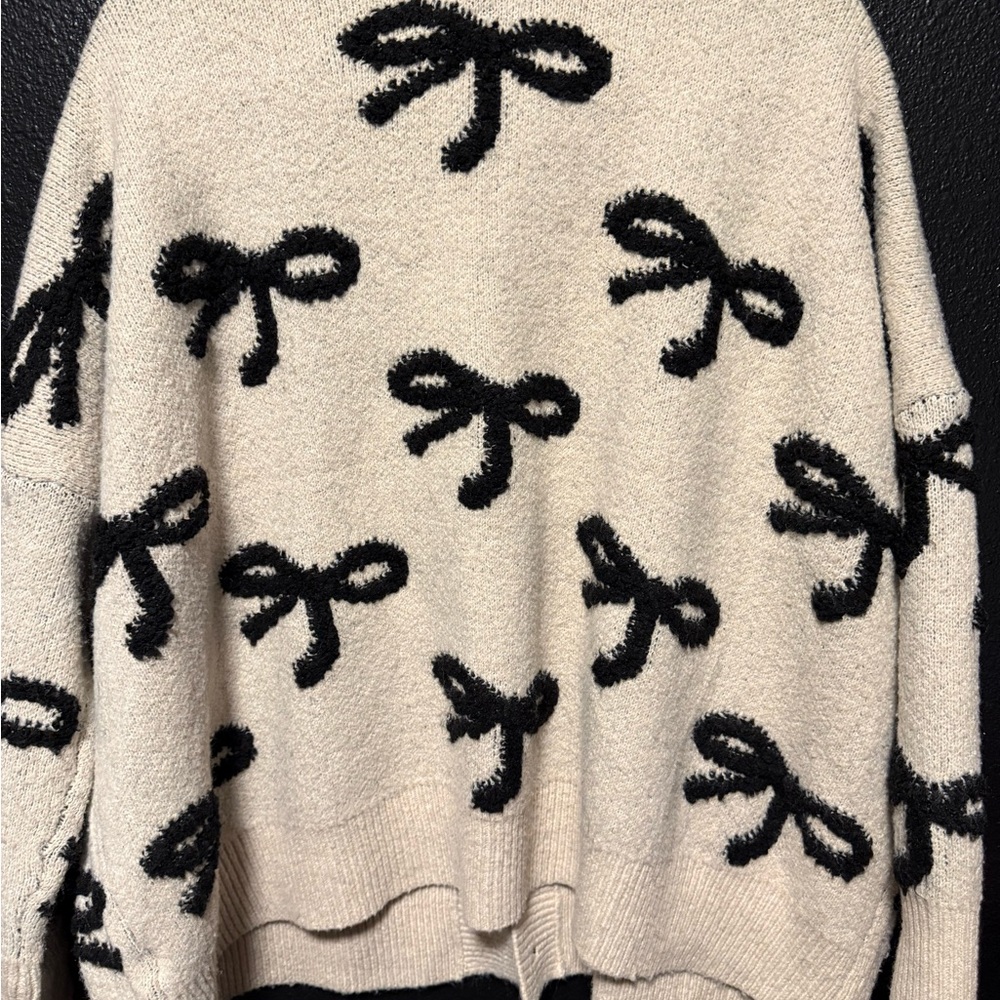 Panache Black and Cream Bow Cardigan
